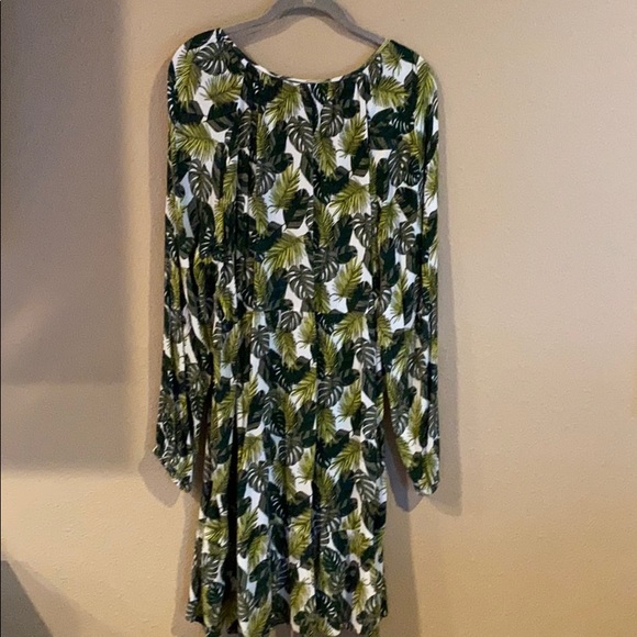 Time and Tru Leaf Print Ling Sleeve Dress XXL/20 - Picture 2 of 6